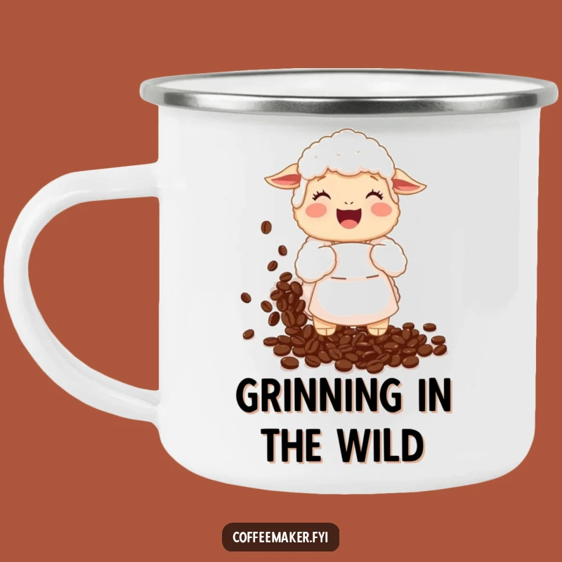 Funny Sheep Coffee Bean Camping Mug: Giggles and Beans Under the Stars