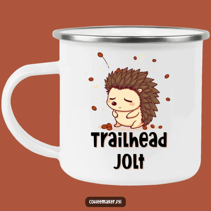 Funny Hedgehog Camping Mug: Enjoy Coffee Outdoors with a Startled Awake Design