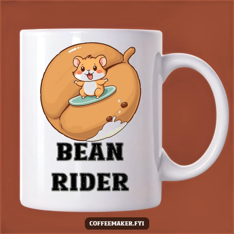Funny Hamster Mug: Surfing a Coffee Bean, a Hilarious Adventure Perfect Funny Gift
