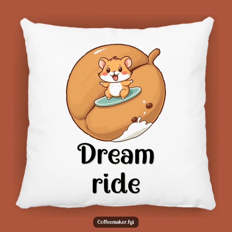 Funny Hamster Pillow: Cuddle Up with a Surfing Coffee Bean Design for Cozy Fun