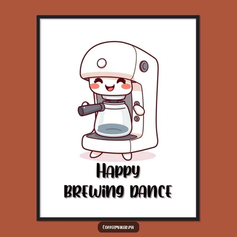 Funny Kawaii Coffee Maker Jig Digital Art: Instant Dance & Brew Cheer - Great Gift!