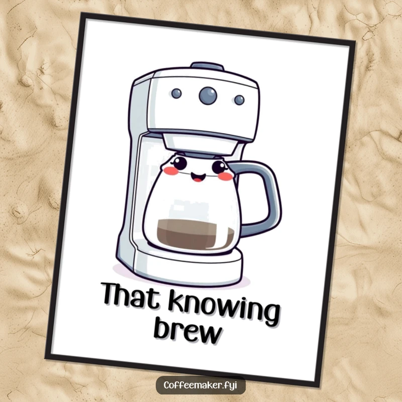 A coffee maker machine winking with its brewing light, available as a high-resolution digital art print.