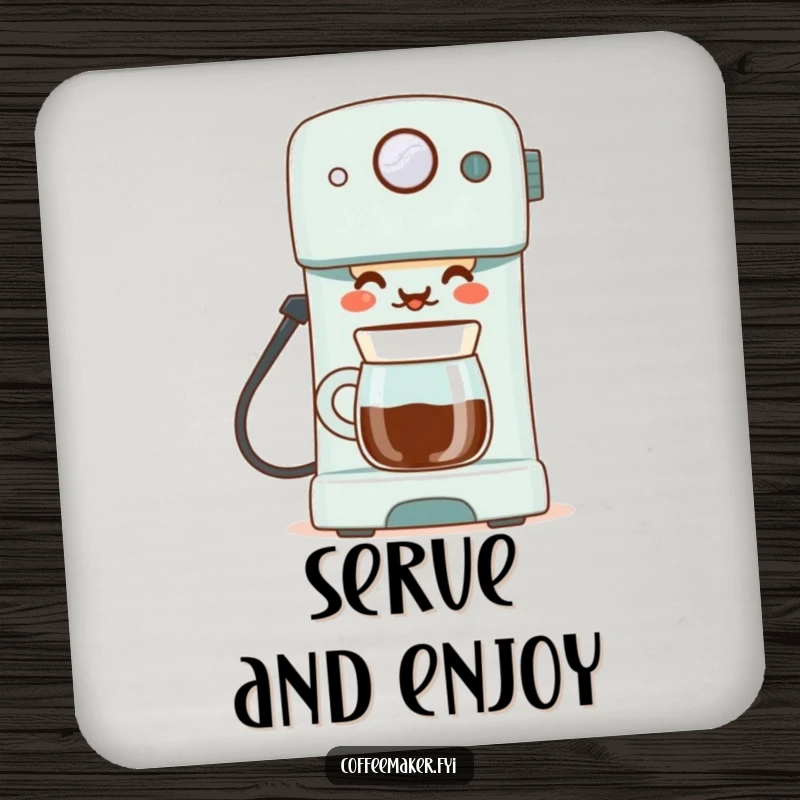 Funny drink coasters featuring a proud coffee maker serving a perfect cup, adding stylish protection and brewing pride to coffee tables.