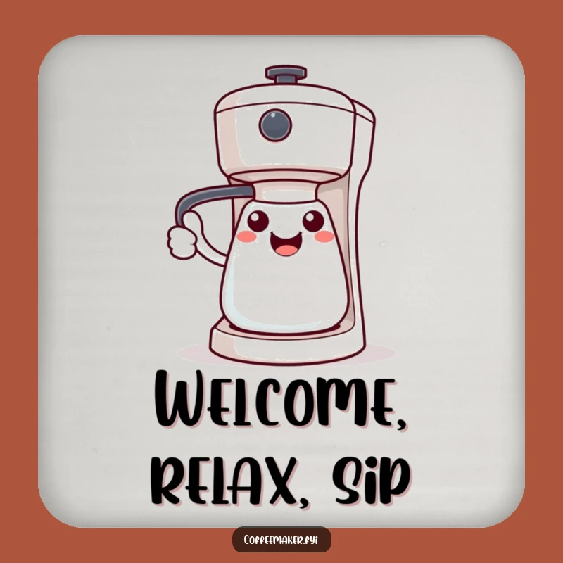 Funny Kawaii Coffee Maker Coaster: Welcoming Handle, Table Greeting, Cute Drink Gift