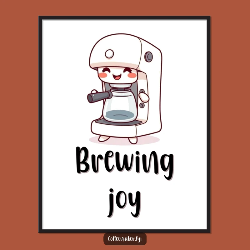 Funny Kawaii Coffee Maker Jig Poster: Dance Your Walls into Happy, Laughing Art!