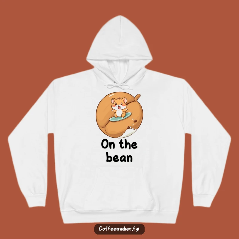 Funny Hamster Hoodie: Cozy Up with a Surfing Coffee Bean Design, Perfect Funny Gift