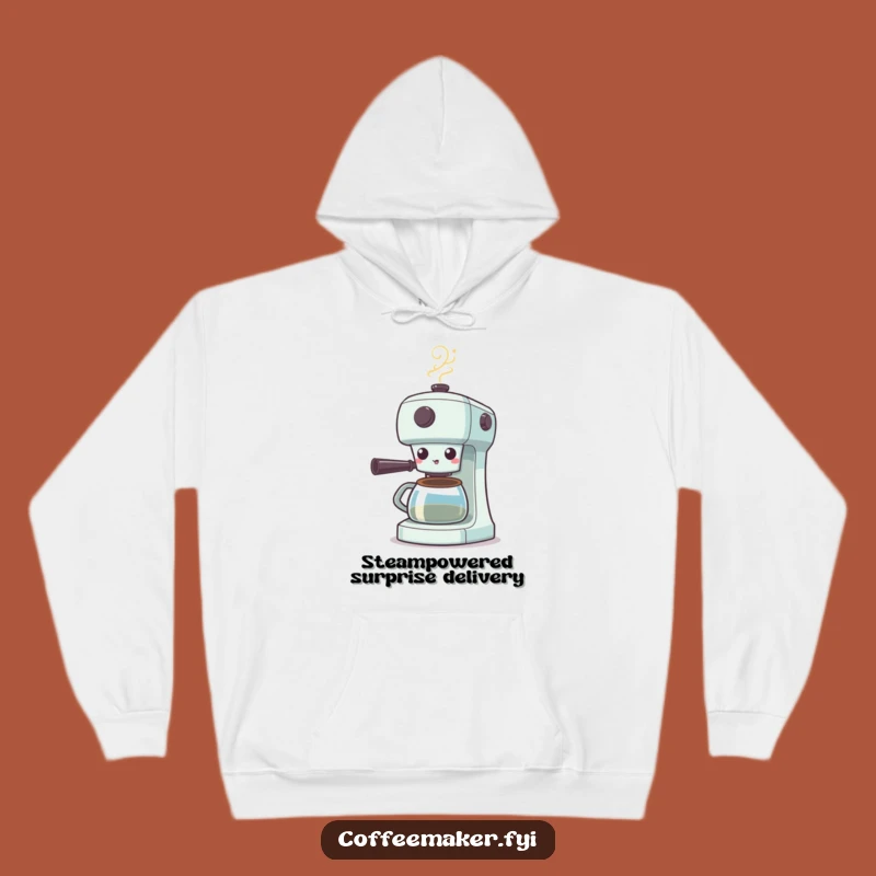 Funny Surprised Coffee Maker Hoodie: Steamy Shock, Cozy & Hilarious Gift!