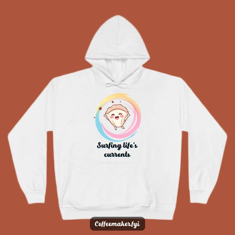 Cozy Funny Coffee Filter Hoodie: Joyful Swirl Comfort