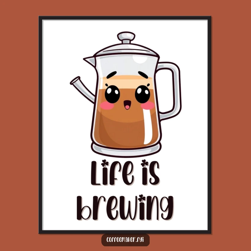 Funny Free Printable Wall Art: Surprised Coffee Pot Downloadable Decor