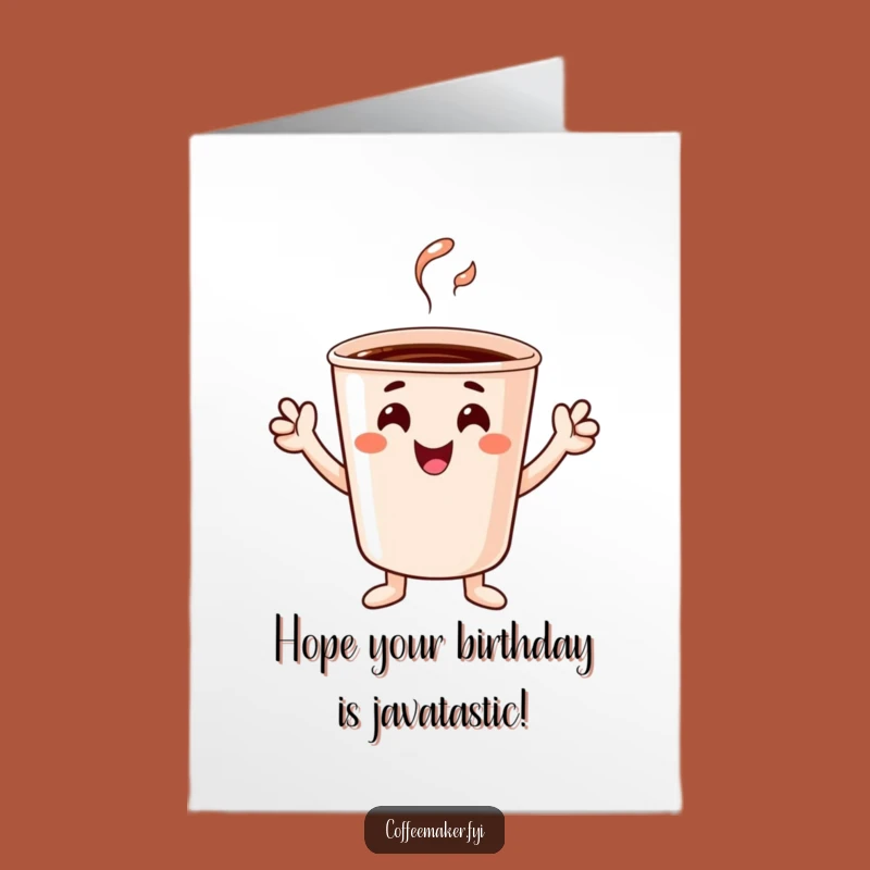 Free Printable Birthday Card: Cheerful Coffee Cup Cheers - Funny Downloadable Gift Idea