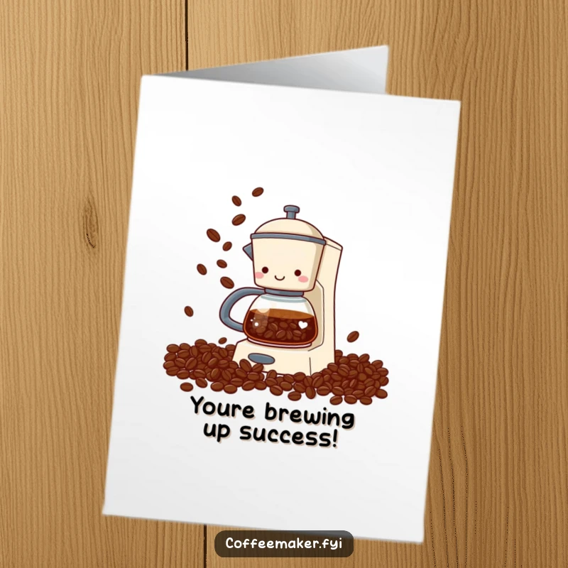 Funny Free Printable Congratulations Card: A coffee maker artistically juggles beans, celebrating your amazing accomplishment.