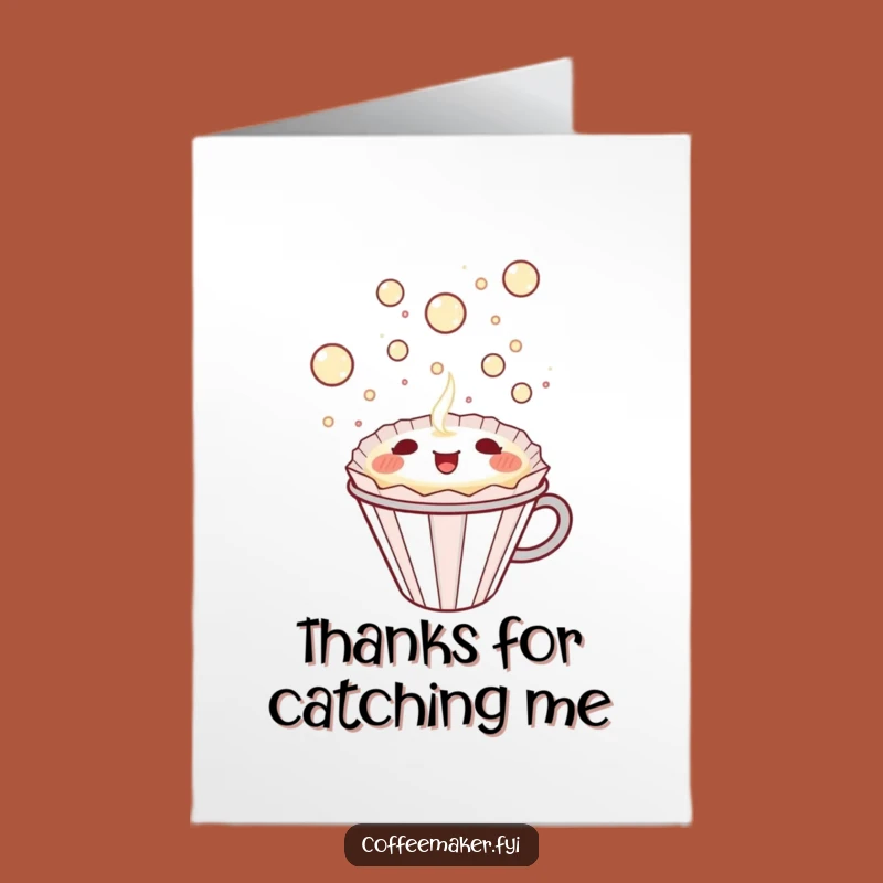 Free Printable Thank You Card: Happy Kawaii Coffee Filter - Funny Downloadable Gift