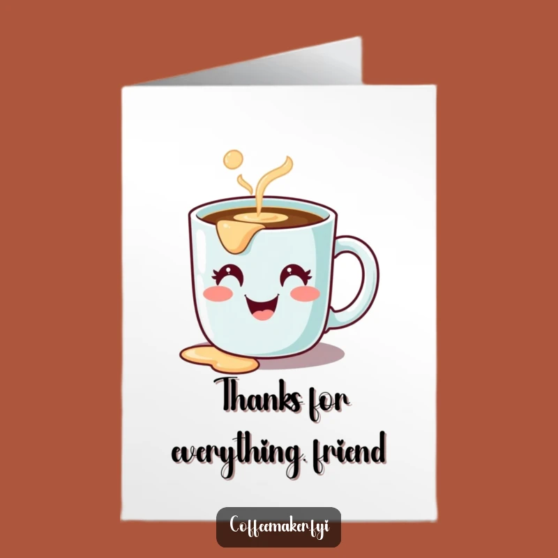 Free Printable Thank You Card: Cute Spilling Mug DIY Gift for Coffee Fans