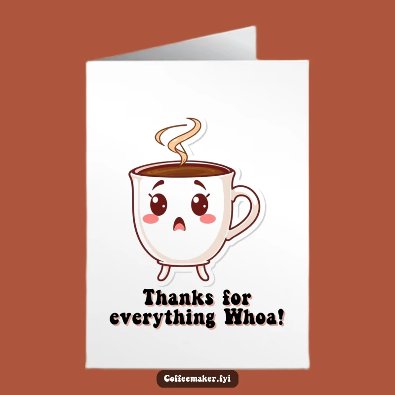 Startled Coffee Cup Free Printable Thank You Card - Funny Downloadable