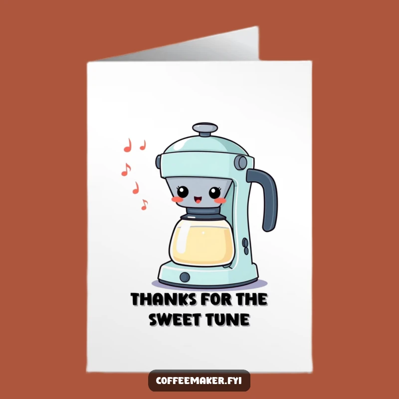 Free Printable Thank You Card: Cheerful Kawaii Percolator - Funny Downloadable Gift