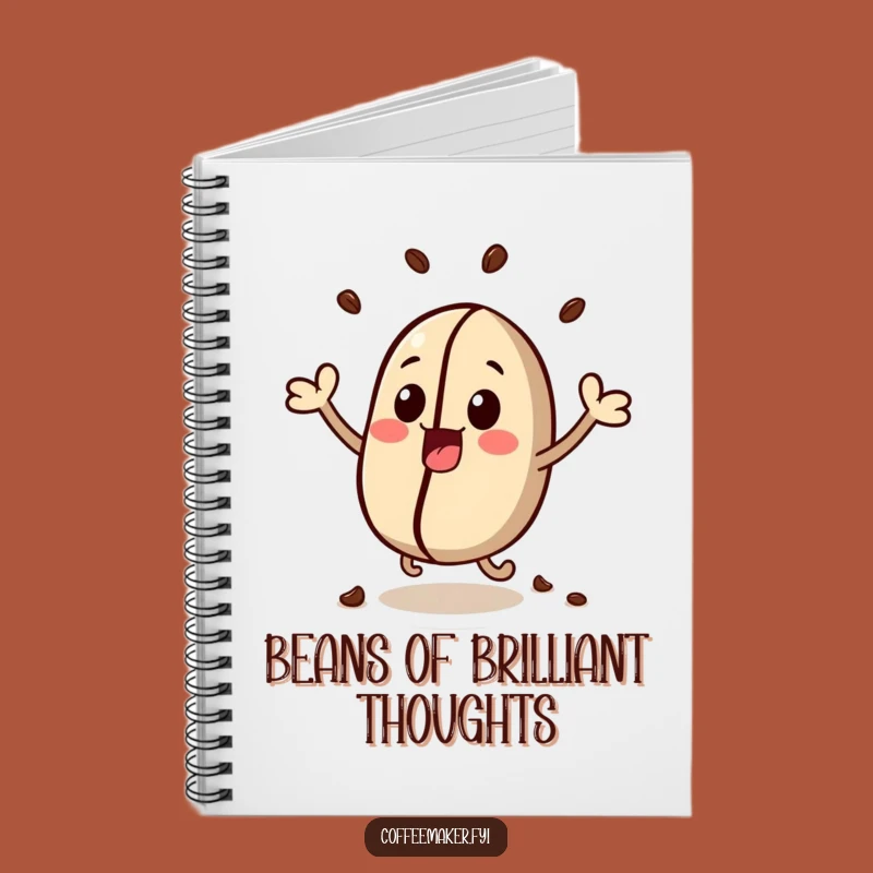 Funny Kawaii Coffee Bean Notebook - Bouncing Ideas Journal