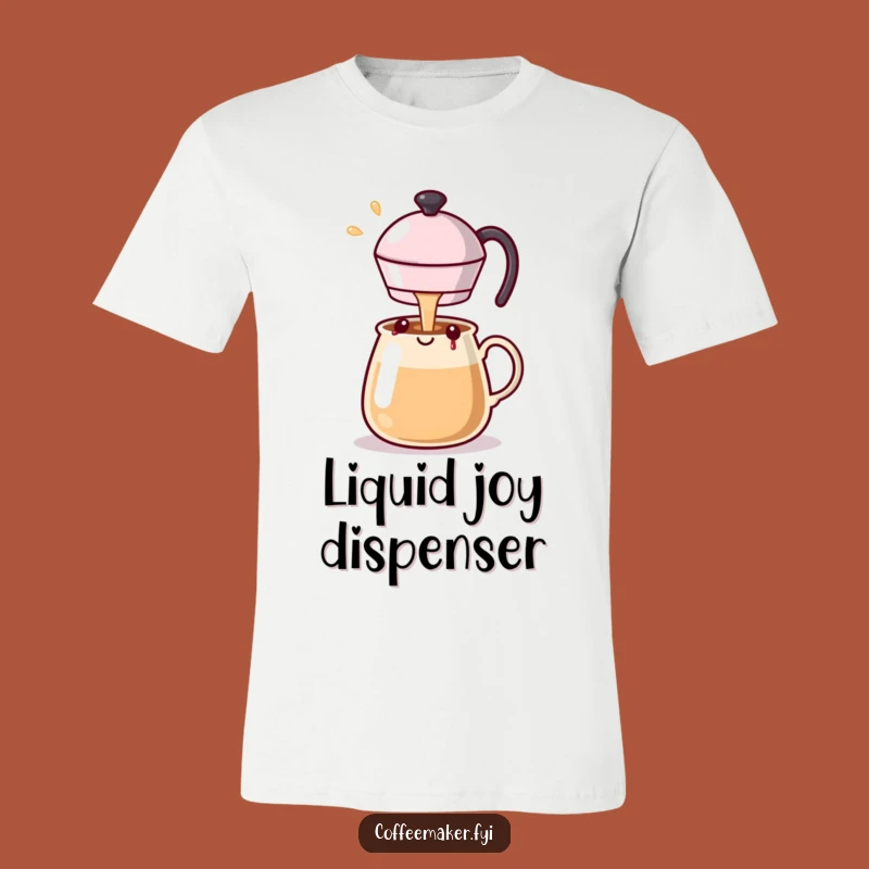 Funny Kawaii Coffee Pot T-Shirt Spilling Happiness - Great Gift!