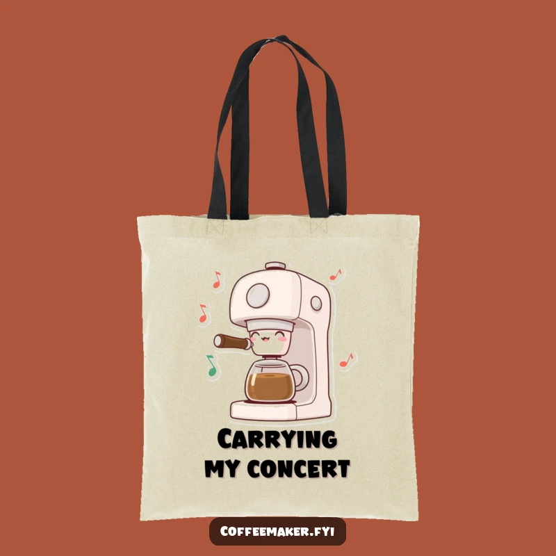 Funny Musical Coffee Maker Tote Bag: Notes Dance, Carry Melody!