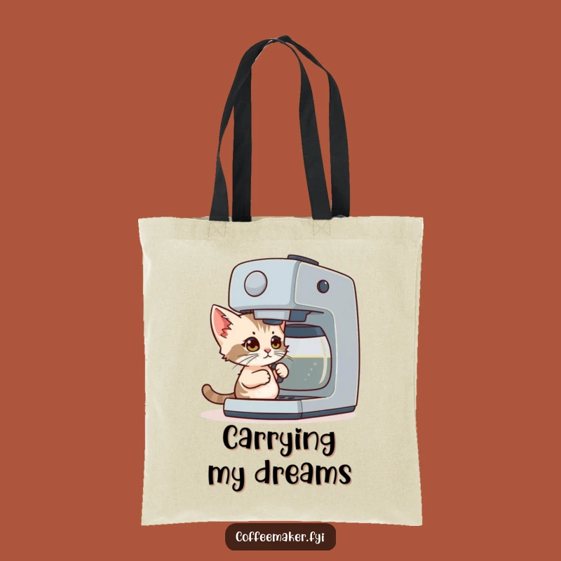 Funny Coffee Kitten Tote Bag: Carry Your Beans with a Determined Tiny Cat