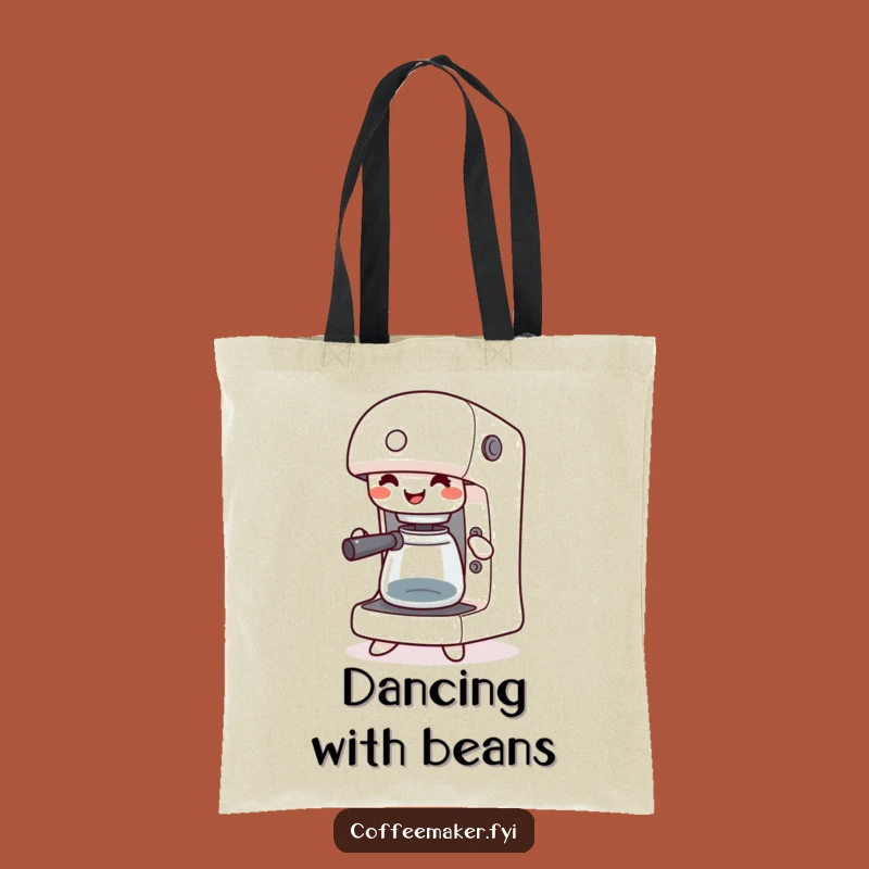 Funny Kawaii Coffee Maker Jig Tote Bag: Carry Your Stuff with a Happy Dance!